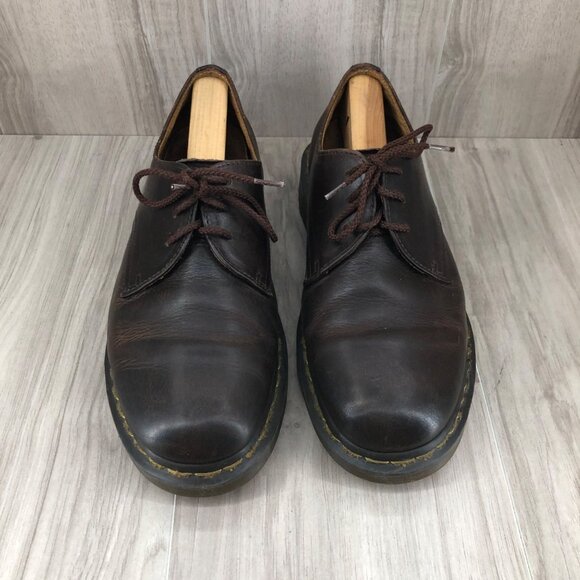 Dr Martens Shoes Mens 10 Brown Leather Lace Up Chunky Derby Oxfords